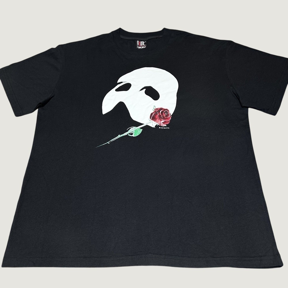 Vintage 90s Giant Phantom‎ of the Opera T-Shirt Mens XL Broadway Mask Rose Black